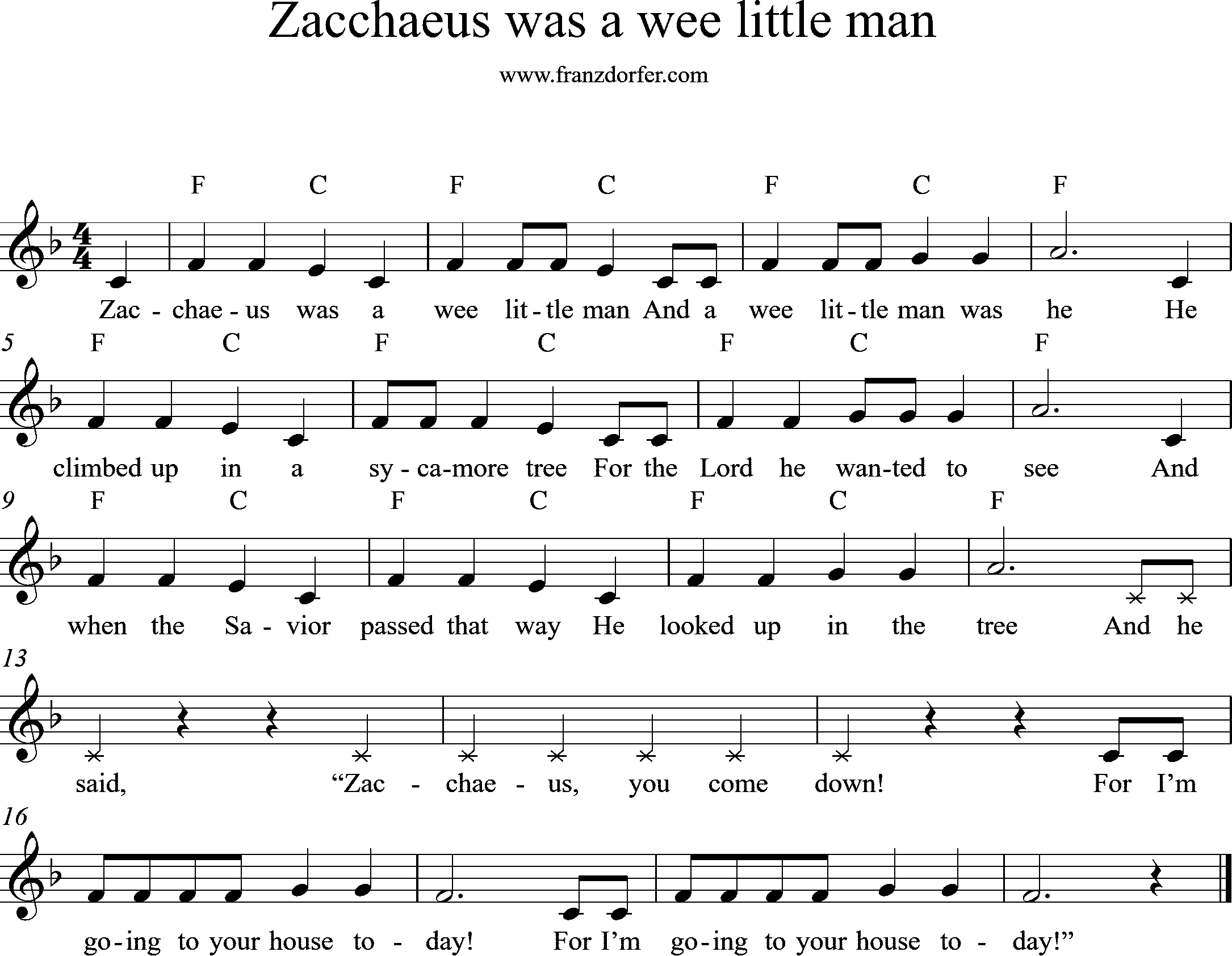 sheetmusic Zacchaeus